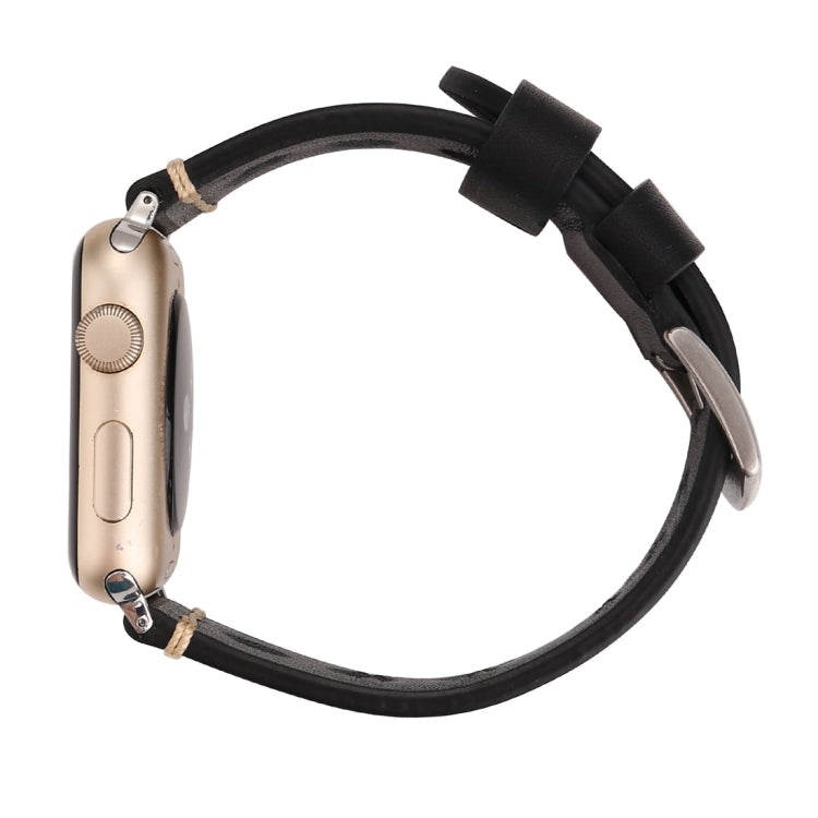 For Apple Watch Series 7 45mm / 6 & SE & 5 & 4 44mm / 42mm 3 & 2 & 1 Retro Hole Genuine Leather Wrist Watch Band