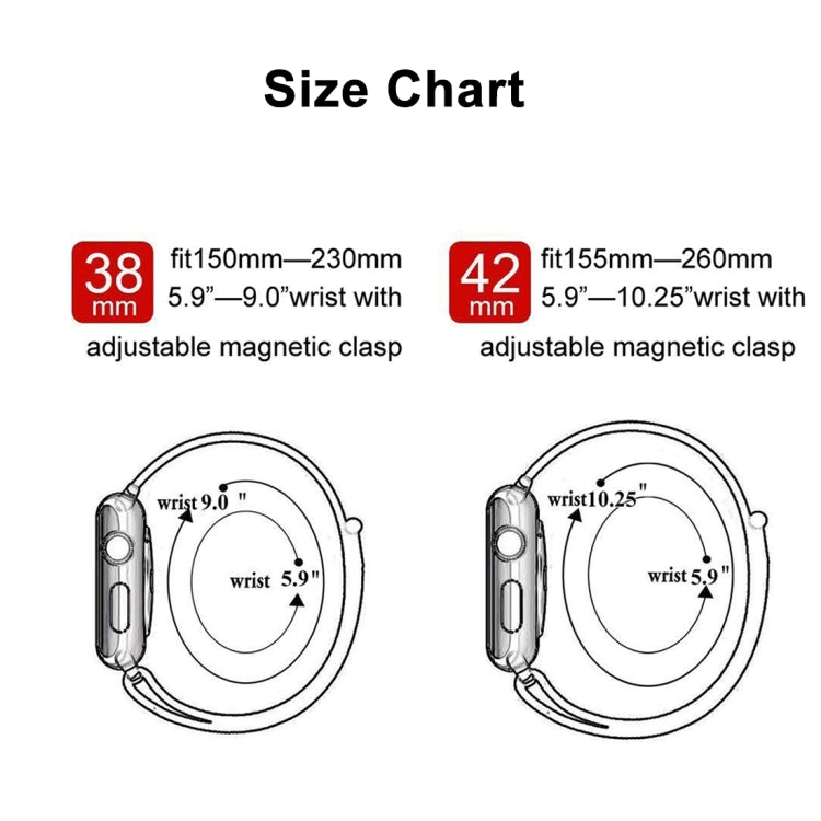 For Apple Watch Series 7 41mm / 6 & SE & 5 & 4 40mm / 3 & 2 & 1 38mm Color-changing Magnetic Nylon Watch Band