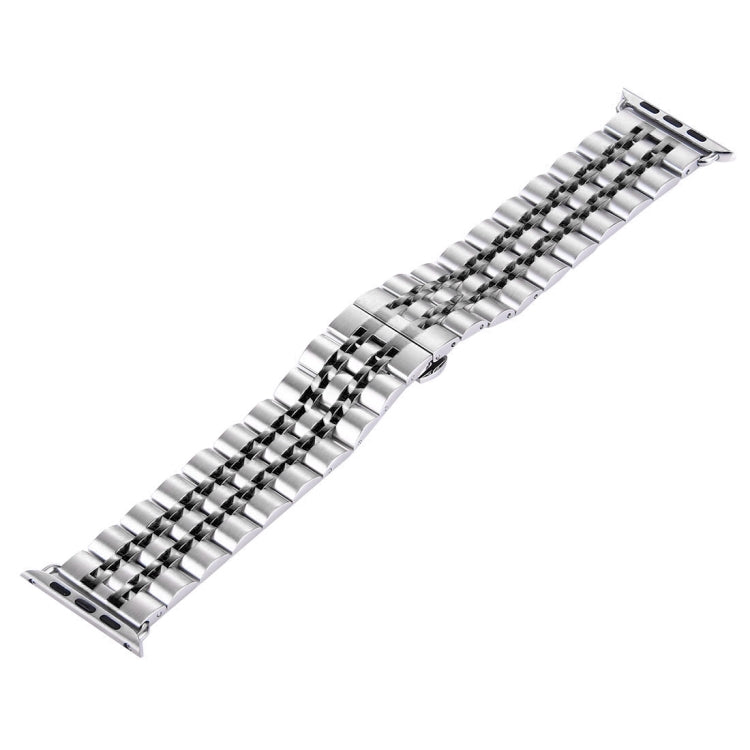 20mm Women Hidden Butterfly Buckle 7 Beads Stainless Steel Watch Band For Apple Watch 38mm(Silver Gold)