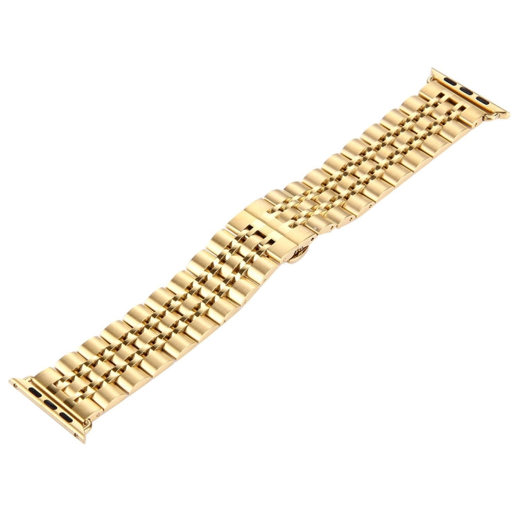 22mm Men Hidden Butterfly Buckle 7 Beads Stainless Steel Watch Band For Apple Watch 42mm