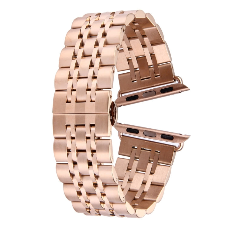 22mm Men Hidden Butterfly Buckle 7 Beads Stainless Steel Watch Band For Apple Watch 42mm