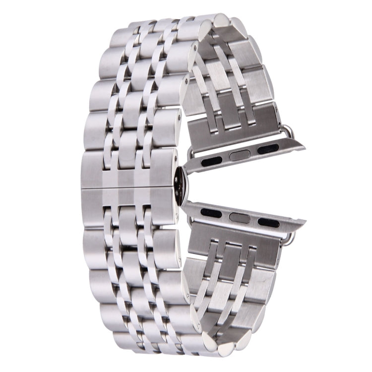22mm Men Hidden Butterfly Buckle 7 Beads Stainless Steel Watch Band For Apple Watch 42mm