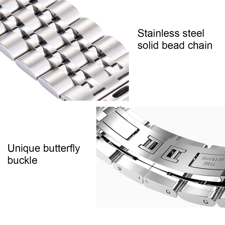 22mm Men Hidden Butterfly Buckle 7 Beads Stainless Steel Watch Band For Apple Watch 42mm
