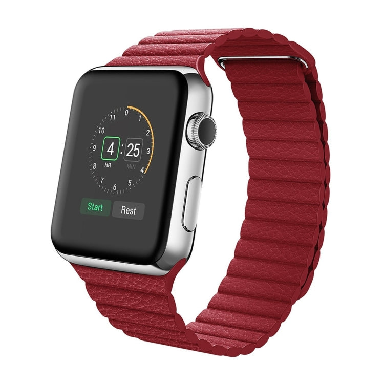 For Apple Watch 38mm Loop Magnetic Closure Clasp PU Leather Watch Band