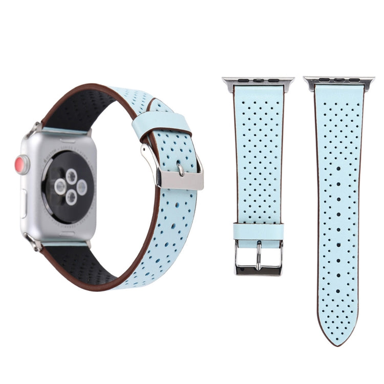 For Apple Watch Series 10 42mm / 9&8&7 41mm / SE 3&SE 2&6&SE&5&4 40mm / 3&2&1 38mm Simple Fashion Genuine Leather Hole Pattern Watch Band