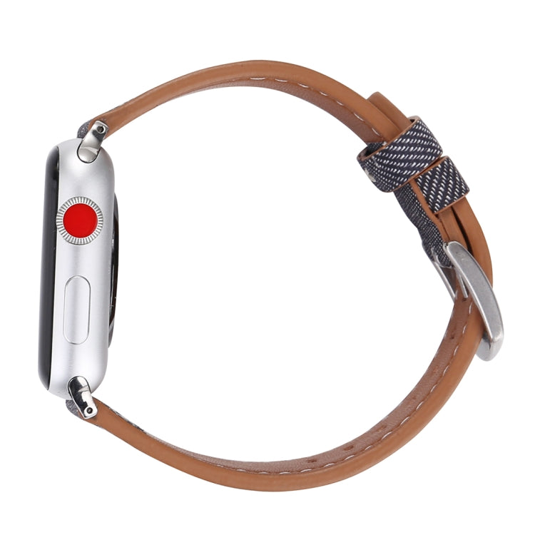 For Apple Watch Series 10 42mm / 9&8&7 41mm / SE 3&SE 2&6&SE&5&4 40mm / 3&2&1 38mm Simple Fashion Genuine Leather Cowboy Pattern Watch Band