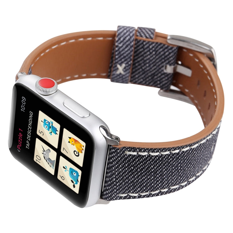 For Apple Watch Series 10 42mm / 9&8&7 41mm / SE 3&SE 2&6&SE&5&4 40mm / 3&2&1 38mm Simple Fashion Genuine Leather Cowboy Pattern Watch Band