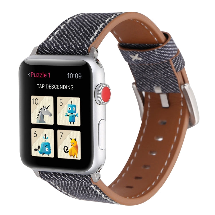For Apple Watch Series 10 42mm / 9&8&7 41mm / SE 3&SE 2&6&SE&5&4 40mm / 3&2&1 38mm Simple Fashion Genuine Leather Cowboy Pattern Watch Band
