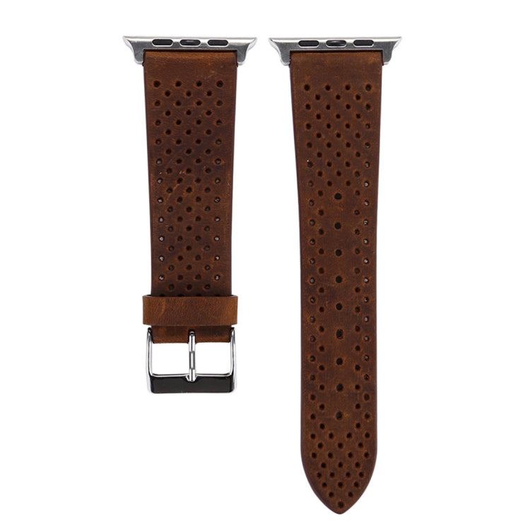 For Apple Watch Ultra 49mm&Watch Ultra 2 49mm / Series 10 46mm / 9&8&7 45mm / SE 3&SE 2&6&SE&5&4 44mm / 3&2&1 42mm Simple Fashion Genuine Leather Hole Pattern Watch Band