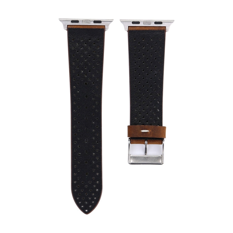 For Apple Watch Ultra 49mm&Watch Ultra 2 49mm / Series 10 46mm / 9&8&7 45mm / SE 3&SE 2&6&SE&5&4 44mm / 3&2&1 42mm Simple Fashion Genuine Leather Hole Pattern Watch Band