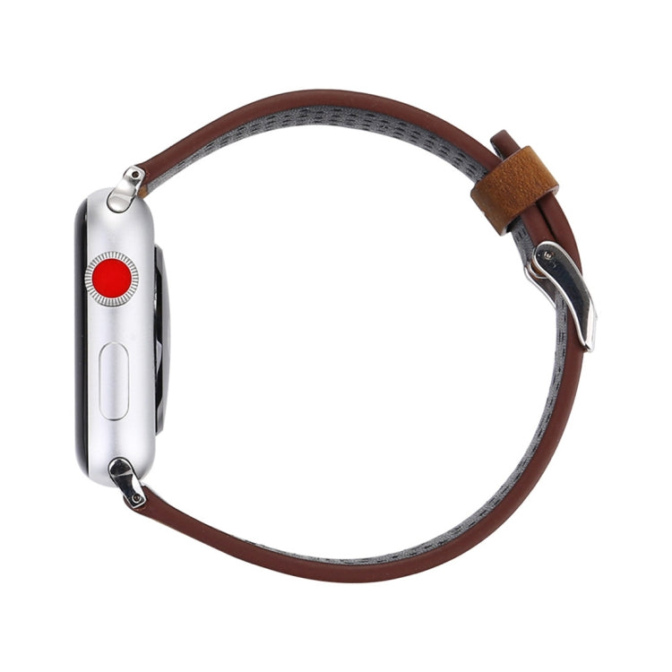 For Apple Watch Ultra 49mm&Watch Ultra 2 49mm / Series 10 46mm / 9&8&7 45mm / SE 3&SE 2&6&SE&5&4 44mm / 3&2&1 42mm Simple Fashion Genuine Leather Hole Pattern Watch Band