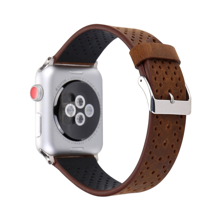 For Apple Watch Ultra 49mm&Watch Ultra 2 49mm / Series 10 46mm / 9&8&7 45mm / SE 3&SE 2&6&SE&5&4 44mm / 3&2&1 42mm Simple Fashion Genuine Leather Hole Pattern Watch Band