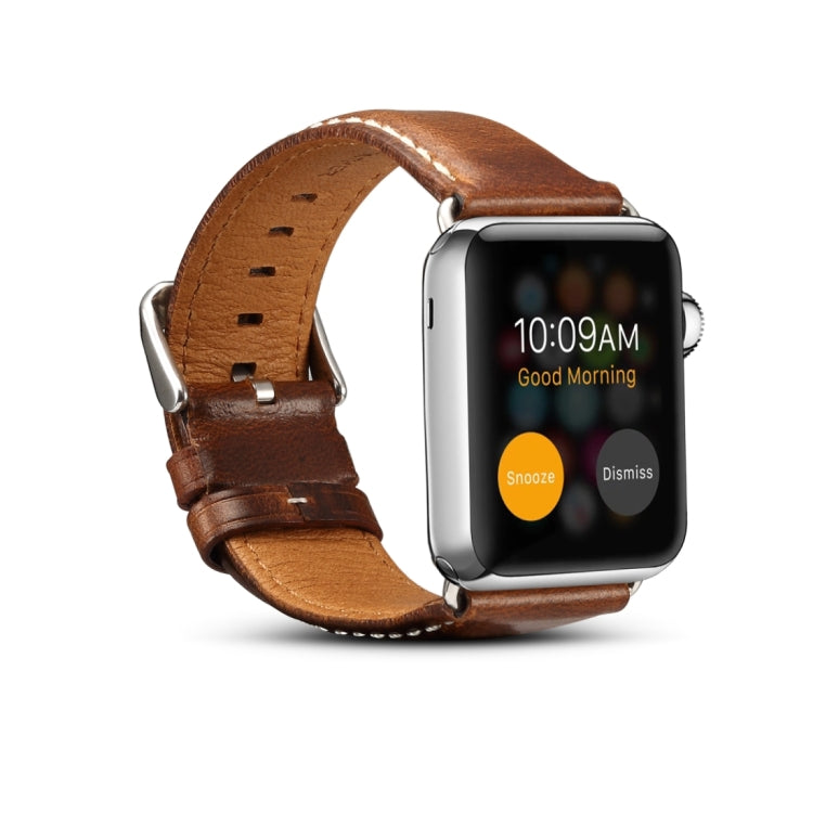 Denior Oil Wax Retro Watch Leather Watch Band for Apple Watch Series 10 42mm / 9&8&7 41mm / SE 3&SE 2&6&SE&5&4 40mm / 3&2&1 38mm