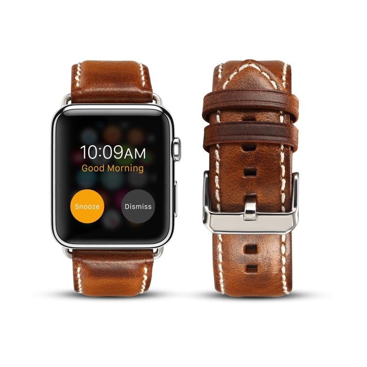 Denior Oil Wax Retro Watch Leather Watch Band for Apple Watch Series 10 42mm / 9&8&7 41mm / SE 3&SE 2&6&SE&5&4 40mm / 3&2&1 38mm