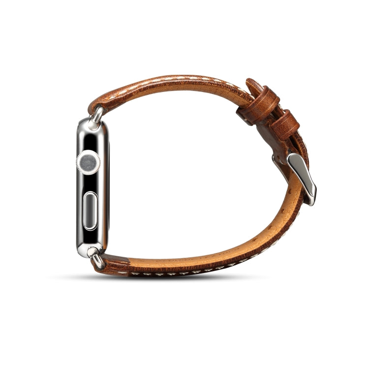 Denior Oil Wax Retro Watch Leather Watch Band for Apple Watch Series 10 42mm / 9&8&7 41mm / SE 3&SE 2&6&SE&5&4 40mm / 3&2&1 38mm