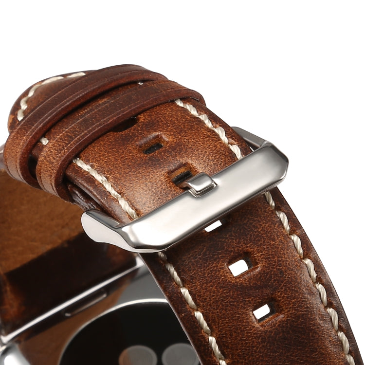 Denior Oil Wax Retro Watch Leather Watch Band for Apple Watch Series 10 42mm / 9&8&7 41mm / SE 3&SE 2&6&SE&5&4 40mm / 3&2&1 38mm