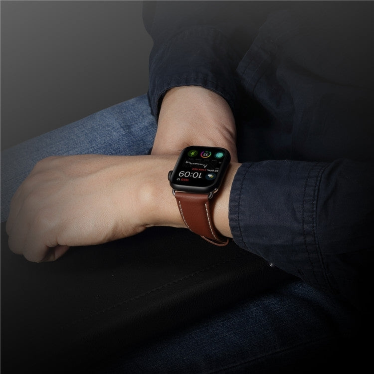 Denior Oil Wax Retro Watch Leather Watch Band for Apple Watch Series 10 42mm / 9&8&7 41mm / SE 3&SE 2&6&SE&5&4 40mm / 3&2&1 38mm