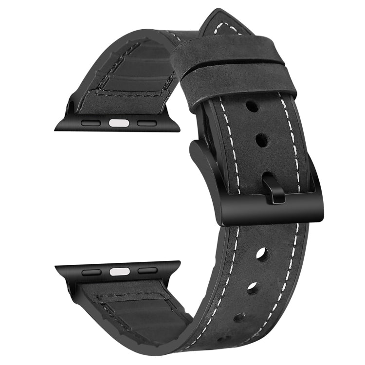 Solid Color TPU + Stainless Steel Watch Band for Apple Watch Series 7 45mm / 6 & SE & 5 & 4 44mm / 3 & 2 & 1 42mm
