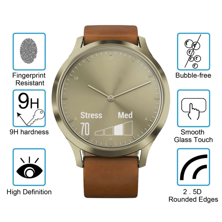 2 PCS ENKAY Hat-Prince for Garmin Vivomove HR Smart Watch 0.2mm 9H Surface Hardness 2.15D Explosion-proof Tempered Glass Screen Film