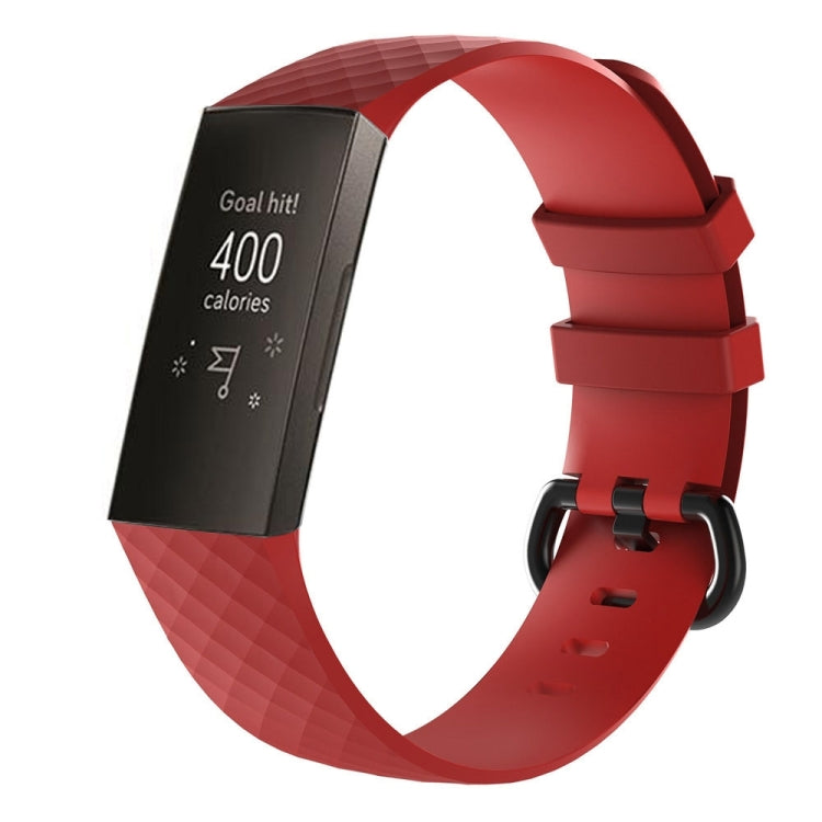 Diamond Pattern Silicone Watch Band for Fitbit Charge 3, Size: 210x18mm