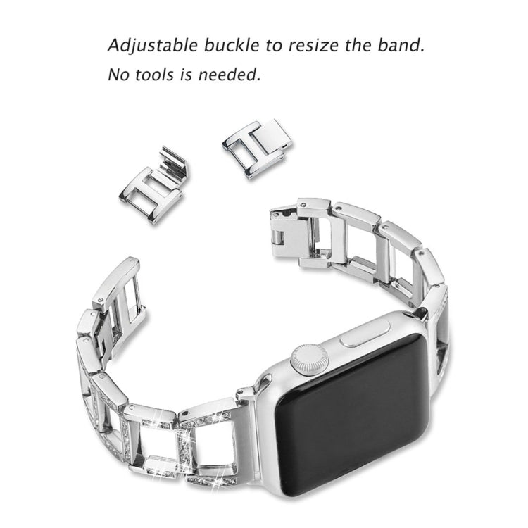 Colorful Diamond Stainless Steel Watch Band for Apple Watch Series 10 42mm / 9&8&7 41mm / SE 3&SE 2&6&SE&5&4 40mm / 3&2&1 38mm