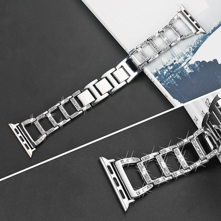 Colorful Diamond Stainless Steel Watch Band for Apple Watch Series 10 42mm / 9&8&7 41mm / SE 3&SE 2&6&SE&5&4 40mm / 3&2&1 38mm