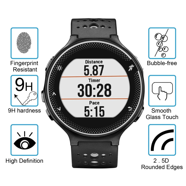 For Garmin Forerunner 235 0.26mm 2.5D 9H Tempered Glass Film Screen Protector
