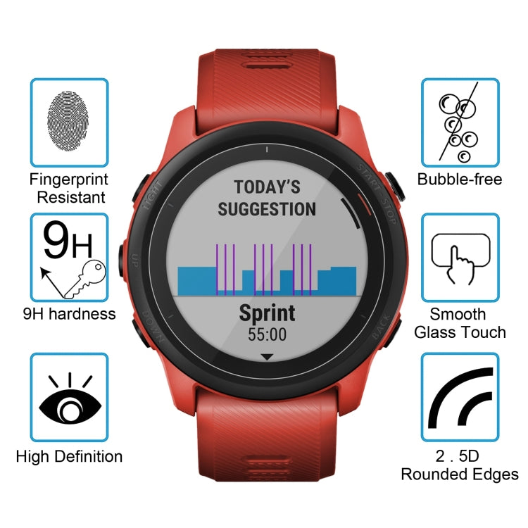 For Garmin Forerunner 745 0.26mm 2.5D 9H Tempered Glass Film Screen Protector