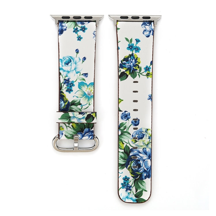 For Apple Watch Ultra 49mm&Watch Ultra 2 49mm / Series 10 46mm / 9&8&7 45mm / SE 3&SE 2&6&SE&5&4 44mm / 3&2&1 42mm Fashion Pastoralism Style Little Floral Pattern Women Watch Leather Watch Band