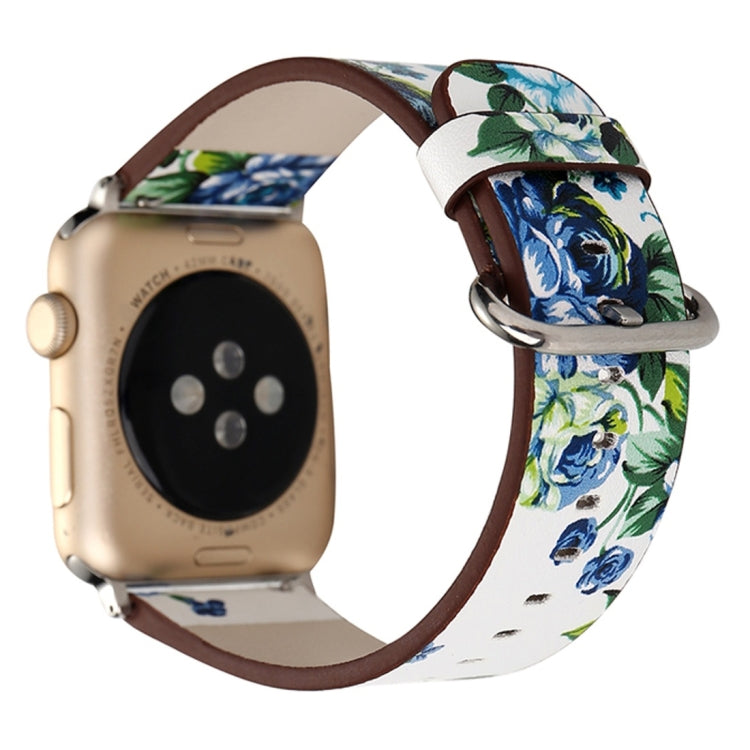 For Apple Watch Ultra 49mm&Watch Ultra 2 49mm / Series 10 46mm / 9&8&7 45mm / SE 3&SE 2&6&SE&5&4 44mm / 3&2&1 42mm Fashion Pastoralism Style Little Floral Pattern Women Watch Leather Watch Band