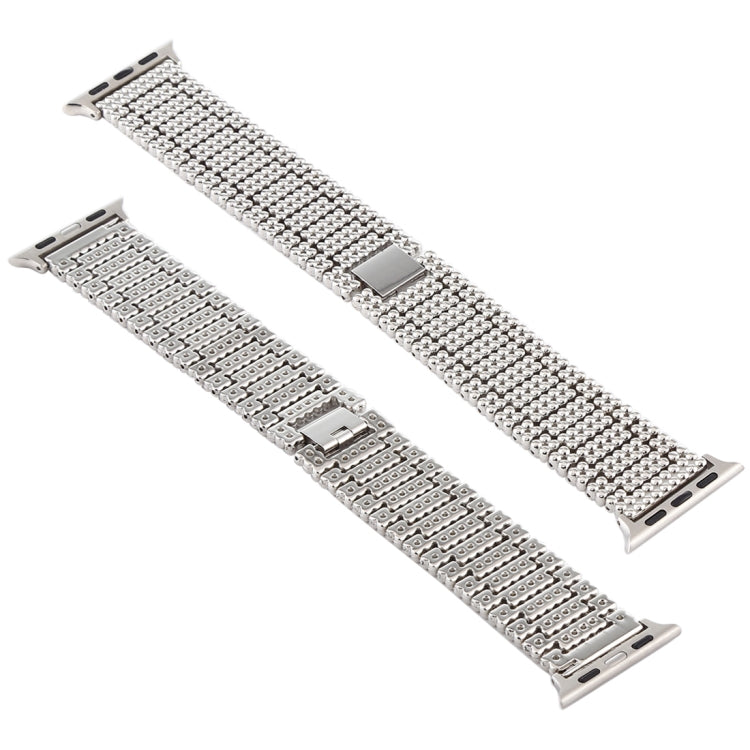 For Apple Watch Ultra 49mm&Watch Ultra 2 49mm / Series 10 46mm / 9&8&7 45mm / SE 3&SE 2&6&SE&5&4 44mm / 3&2&1 42mm Nine Beads Stainless Steel Wrist Strap Watch Band