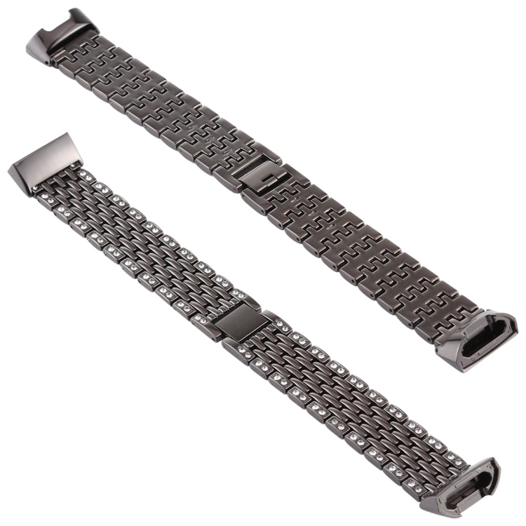 For Fitbit Charge 3 Diamond-studded Stainless Steel Watch Band