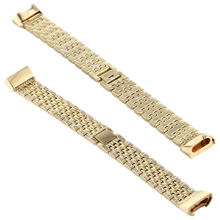 For Fitbit Charge 3 Diamond-studded Stainless Steel Watch Band
