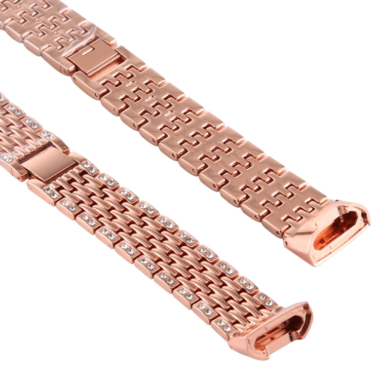 For Fitbit Charge 3 Diamond-studded Stainless Steel Watch Band