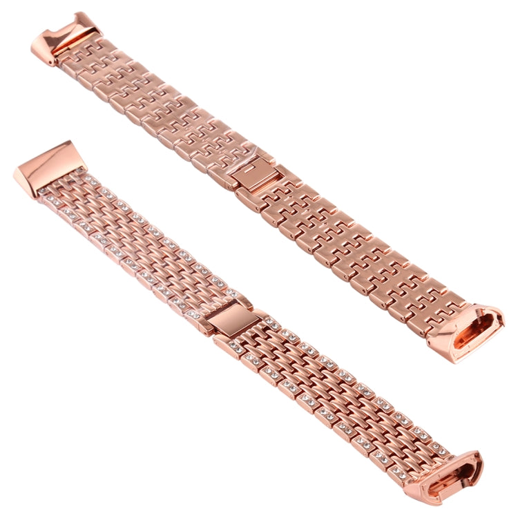 For Fitbit Charge 3 Diamond-studded Stainless Steel Watch Band