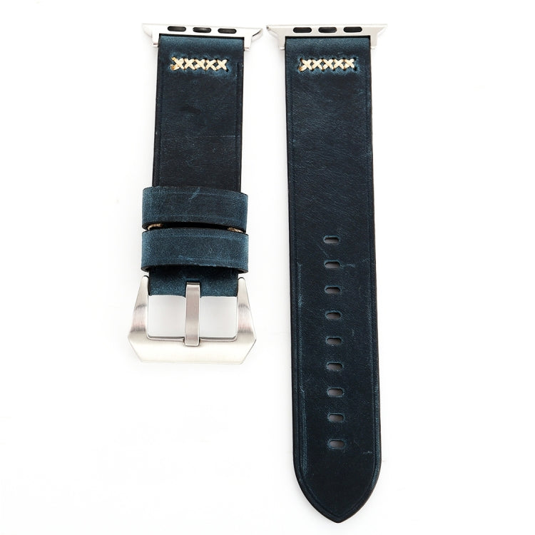 For Apple Watch Ultra 49mm&Watch Ultra 2 49mm / Series 10 46mm / 9&8&7 45mm / SE 3&SE 2&6&SE&5&4 44mm / 3&2&1 42mm Retro XX Line Pattern Genuine Leather Wrist Watch Band