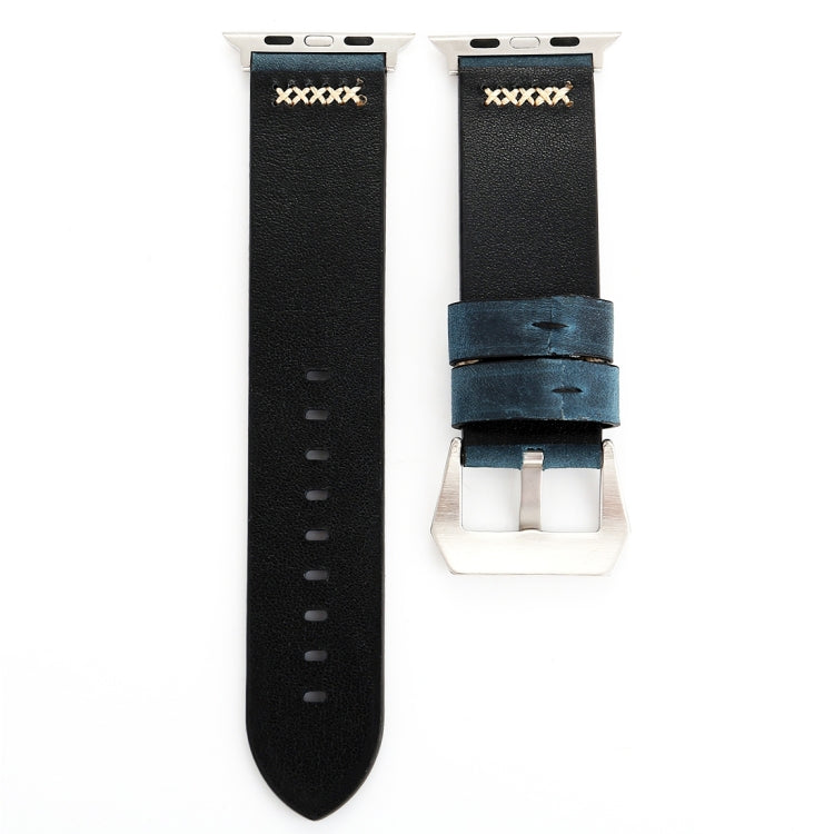 For Apple Watch Ultra 49mm&Watch Ultra 2 49mm / Series 10 46mm / 9&8&7 45mm / SE 3&SE 2&6&SE&5&4 44mm / 3&2&1 42mm Retro XX Line Pattern Genuine Leather Wrist Watch Band