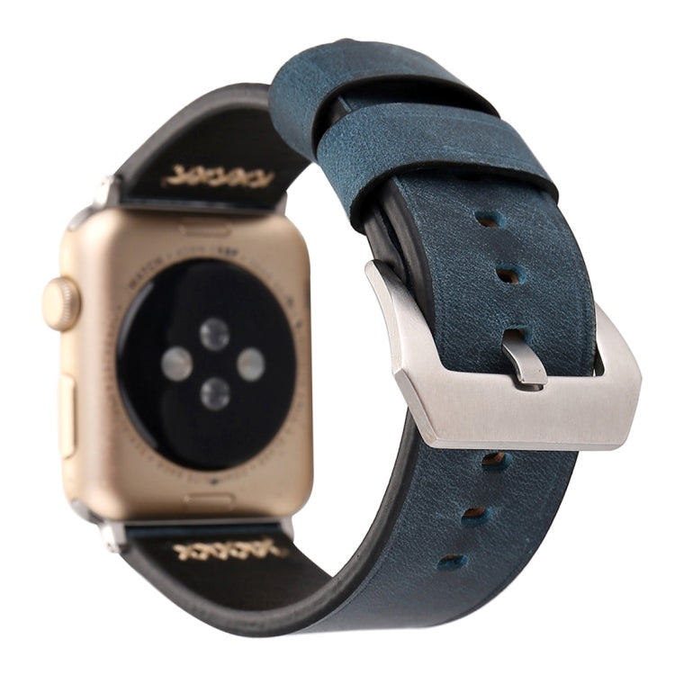 For Apple Watch Ultra 49mm&Watch Ultra 2 49mm / Series 10 46mm / 9&8&7 45mm / SE 3&SE 2&6&SE&5&4 44mm / 3&2&1 42mm Retro XX Line Pattern Genuine Leather Wrist Watch Band