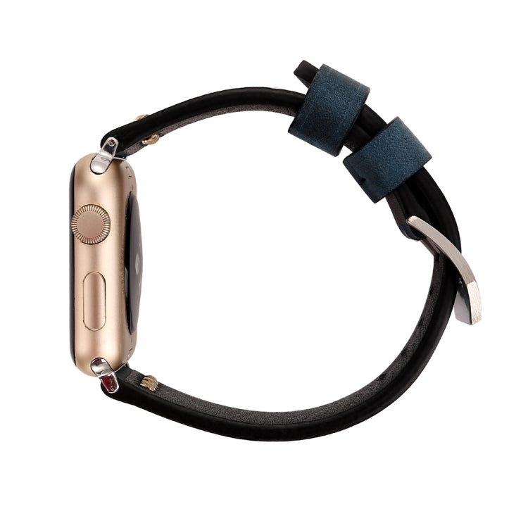 For Apple Watch Ultra 49mm&Watch Ultra 2 49mm / Series 10 46mm / 9&8&7 45mm / SE 3&SE 2&6&SE&5&4 44mm / 3&2&1 42mm Retro XX Line Pattern Genuine Leather Wrist Watch Band