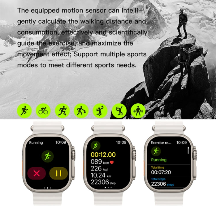T800 Ultra 1.99 inch Ocean Silicone Band Smart Watch Support Heart Rate / ECG