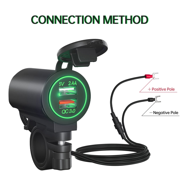 ZH-723F5 Car / Motorcycle QC3.0 Cell Phone Fast Charging Dual USB Car Charger