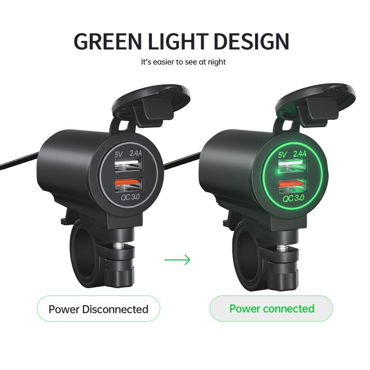 ZH-723F5 Car / Motorcycle QC3.0 Cell Phone Fast Charging Dual USB Car Charger