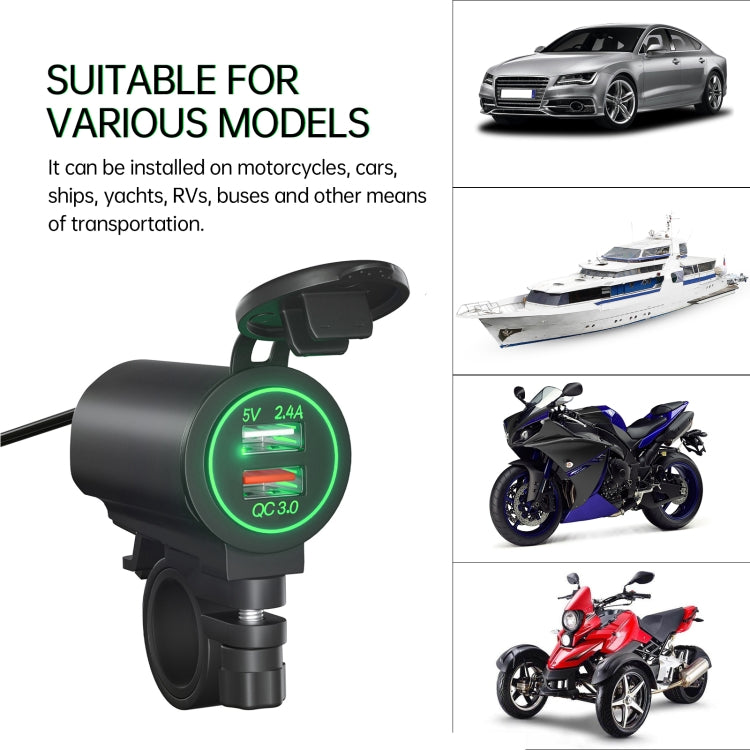 ZH-723F5 Car / Motorcycle QC3.0 Cell Phone Fast Charging Dual USB Car Charger