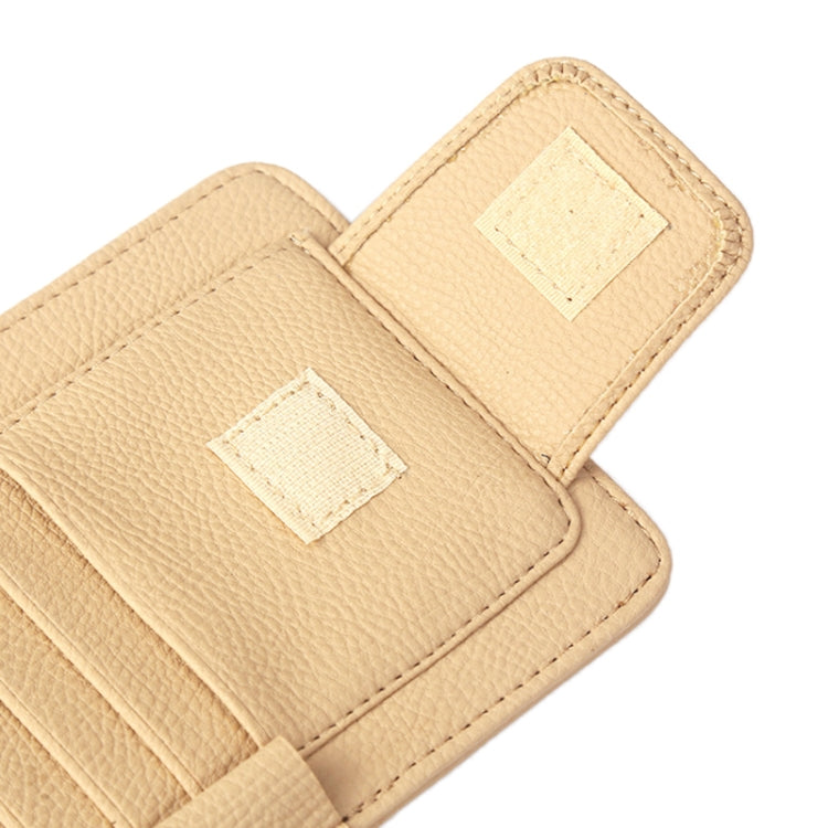 Multifunctional Car Litchi Pattern Glasses Holder Sun Visor Bill Holder