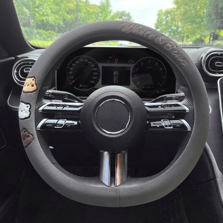 Round Style Car Universal Cartoon Pattern Plush Warm Anti-skid Steering Wheel Cover, Diameter: 38cm