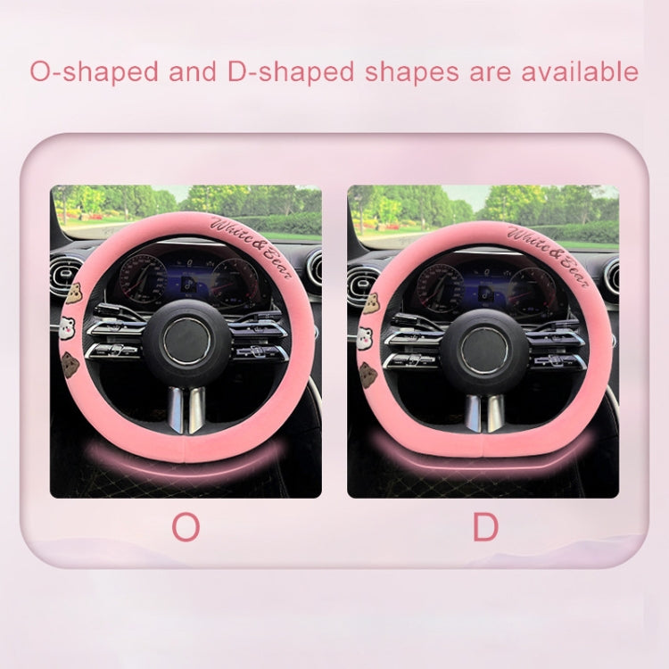 Round Style Car Universal Cartoon Pattern Plush Warm Anti-skid Steering Wheel Cover, Diameter: 38cm