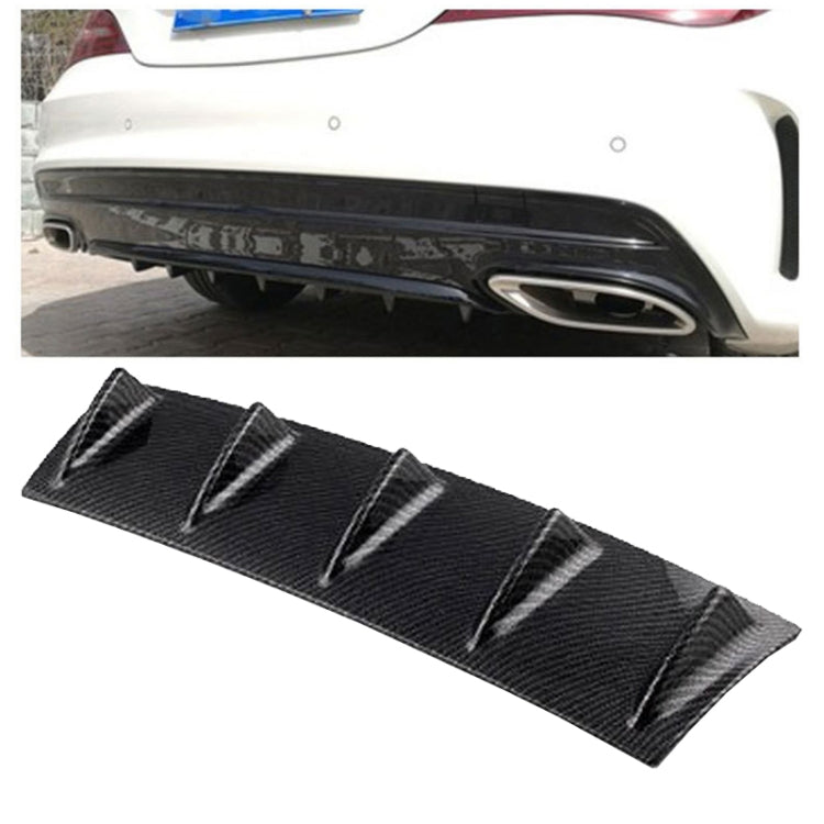 Universal Car Rear Bumper Lip Diffuser 5 Shark Fin Style Carbon Fiber ABS, Size: 58.4 x 53.3 x 15.2cm