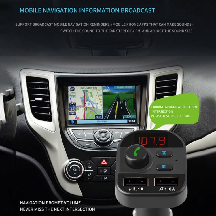 805E Dual USB Charging Bluetooth FM Transmitter MP3 Music Player Car Kit, Support Hands-Free Call & Read TF Card / U Disk Music