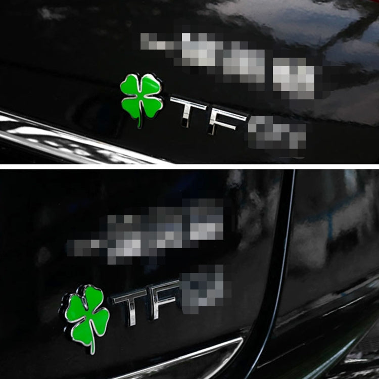 Four Leaf Clover Herb Luck Symbol Badge Emblem Labeling Sticker Styling Car Dashboard Decoration, Size: 7.5*6cm