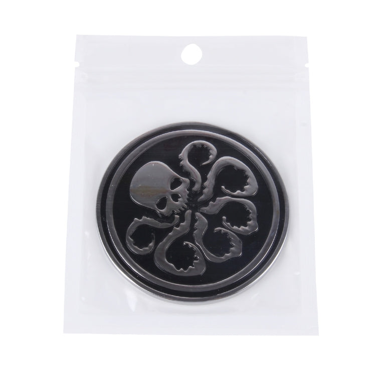 Skull Pattern Circular Shape Shining Metal Car Free Sticker
